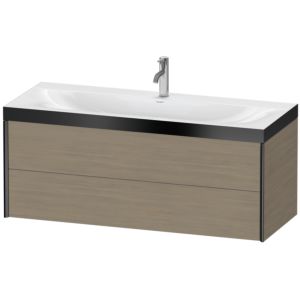 Duravit XViu vanity unit XV4617OB235P 120x48cm, 2 drawers, 2000 tap hole, matt black, Rahmen P, terra oak