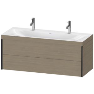 XViu Duravit vasque XV4618OB235C 120x48cm, 2 tiroirs, noir mat, Cadres C, chêne terra