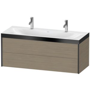 Duravit XViu vanity unit XV4618OB235P 120x48cm, 2 drawers, matt black, Rahmen P, terra oak