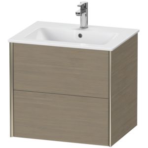 XViu Duravit vasque XV41250B135 61 x 56 x 48 cm, chêne terra, 2 tiroirs, suspendu, champagne mat