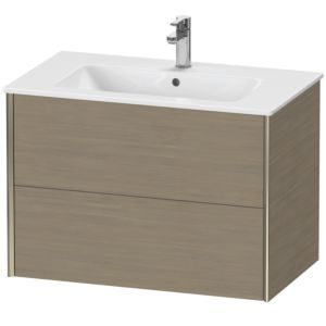 XViu Duravit vasque XV41260B135 81 x 56 x 48 cm, chêne terra, 2 tiroirs, suspendu, champagne mat