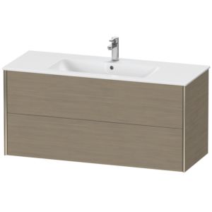 XViu Duravit vasque XV41280B135 121 x 56 x 48 cm, chêne terra, 2 tiroirs, suspendu, champagne mat