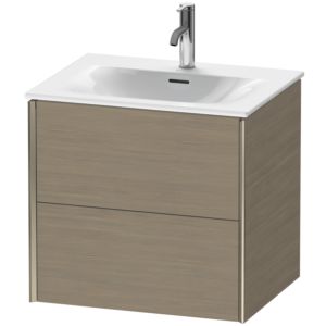 XViu Duravit vasque XV41320B135 61 x 55,7 x 48 cm, chêne terra, 2 tiroirs, champagne mat