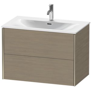 XViu Duravit vasque XV41340B135 81 x 55,7 x 48 cm, chêne terra, 2 tiroirs, champagne mat