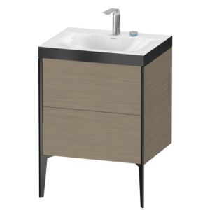 XViu Duravit vasque XV4709EB235P 60x48cm, 2 coulissants, 2 trous pour robinetterie, noir mat, Cadres P, chêne terra