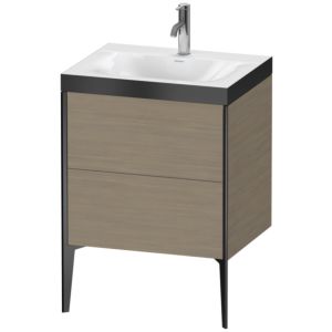 Duravit XViu Waschtisch-Unterschrank XV4709OB235P 60x48cm, 2 Auszüge, 1 Hahnloch, schwarz matt, Rahmen P, Eiche terra