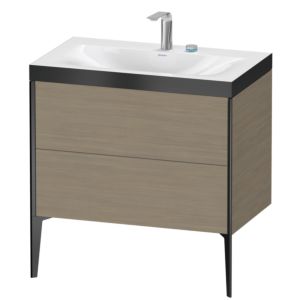 Duravit XViu Waschtisch-Unterschrank XV4710EB235P 80x48cm, 2 Auszüge, 2 Hahnlöcher, schwarz matt, Rahmen P, Eiche terra