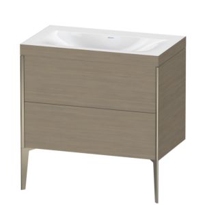 Duravit XViu vanity unit XV4710NB135C 80x48cm, 2 pull-outs, without tap hole, matt champagne, Rahmen C, terra oak