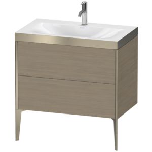 Duravit XViu Table de toilette XV4710OB135P 80x48cm, 2 2000 - out, Match2 trou de coulée, champagne mat, Cadres P, terra chêne