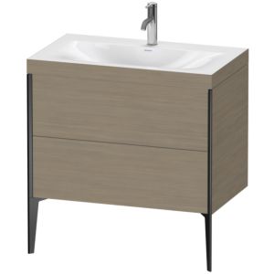 Duravit XViu Table de toilette XV4710OB235C 80x48cm, 2 2000 - out, Match2 trou de coulée, noir mat, Cadres C, en terre chêne