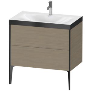Duravit XViu Table de toilette XV4710OB235P 80x48cm, 2 2000 - out, Match2 trou de coulée, noir mat, Cadres P, terra chêne