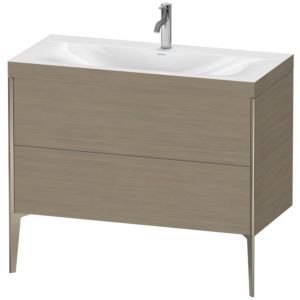 Duravit XViu Waschtisch-Unterschrank XV4711OB135C 100x48cm, 2 Auszüge, 1 Hahnloch, champagner matt, Rahmen C, Eiche terra