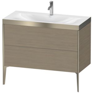Duravit XViu Table de toilette XV4711OB135P 100x48cm, 2 2000 - out, Match2 trou de coulée, champagne mat, Cadres P, terra chêne