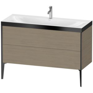 Duravit XViu vanity unit XV4712OB235P 120x48cm, 2 drawers, 2000 tap hole, matt black, Rahmen P, terra oak