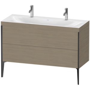 Duravit XViu vanity unit XV4713OB235C 120x48cm, 2 pull-outs, without tap hole, matt black, Rahmen C, terra oak