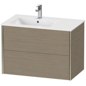 Duravit XViu Waschtisch-Unterschrank XV41580B135 81x48x56cm, 2 Schubkästen, Becken links, champagner matt, Eiche terra
