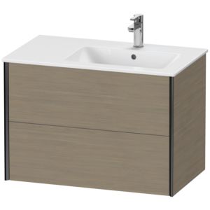 XViu Duravit vasque XV41590B235 81x48x56cm, 2 tiroirs, vasque à droite, noir mat, chêne terra