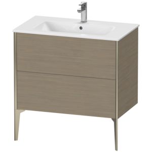 XViu Duravit vasque XV44820B135 81 x 59,4 x 48 cm, chêne terra, 2 coulissants, debout, champagne mat