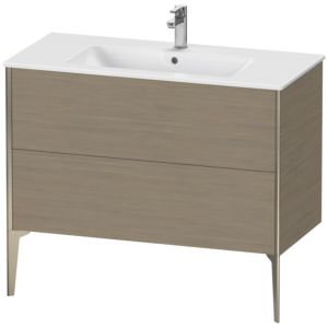 Duravit XViu Waschtisch-Unterschrank XV44830B135 101 x 59,4 x 48 cm, Eiche terra, 2 Auszüge, stehend, champagner matt
