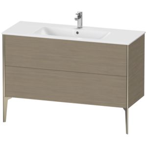 Duravit XViu Waschtisch-Unterschrank XV44840B135 121 x 59,4 x 48 cm, Eiche terra, 2 Auszüge, stehend, champagner matt