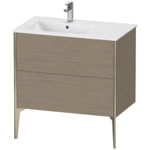XViu Duravit vasque XV44860B135 81x48x59,4cm, 2 coulissants, vasque à gauche, champagne mat, chêne terra