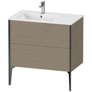 Duravit XViu Waschtisch-Unterschrank XV44860B235 81x48x59,4cm, 2 Auszüge, Becken links, schwarz matt, Eiche terra