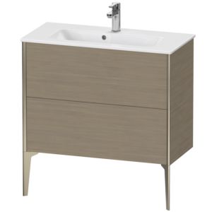 Duravit XViu Waschtisch-Unterschrank XV44890B135 81 x 59,4 x 39 cm, Eiche terra, 2 Auszüge, stehend, champagner matt
