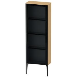 XViu Duravit high cabinet XV1366LB230 50x24x133cm, glass door, matt black, door on the left, Eiche natur