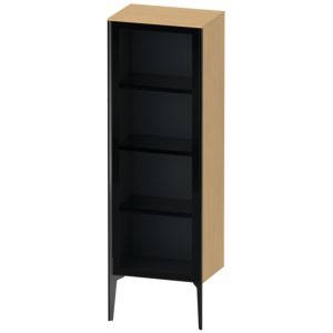 XViu Duravit high cabinet XV1368RB230 50x36x133cm, glass door, black matt, door on the right, Eiche natur