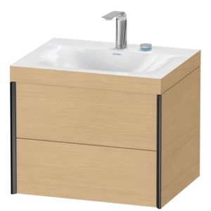 Duravit XViu meuble sous-vasque XV4614EB230C 60x48cm, 2 tiroirs, 2 trous pour robinetterie, noir mat, Cadres C, Eiche natur