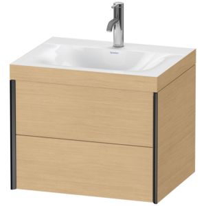 Duravit XViu vasque XV4614OB230C 60x48cm, 2 tiroirs, 2000 , noir mat, Cadres C, Eiche natur