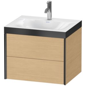 Duravit XViu vasque XV4614OB230P 60x48cm, 2 tiroirs, 2000 , noir mat, Cadres P, Eiche natur
