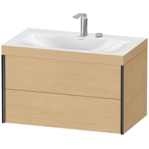 Duravit XViu meuble sous-vasque XV4615EB230C 80x48cm, 2 tiroirs, 2 trous pour robinetterie, noir mat, Cadres C, Eiche natur