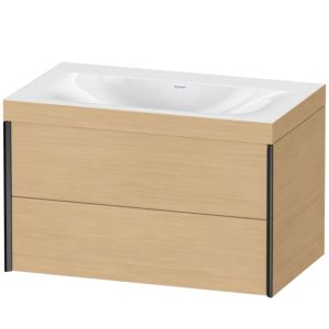 Duravit XViu meuble sous-vasque XV4615NB230C 80x48cm, 2 tiroirs, sans trou pour robinet, noir mat, Cadres C, Eiche natur