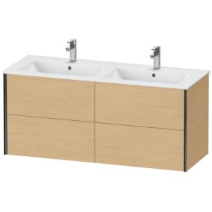 Duravit XViu Waschtisch-Unterschrank XV41290B230 128x48x56cm, 4 Schubkästen, wandhängend, schwarz matt, Eiche natur