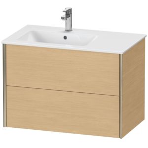 Duravit XViu meuble sous-vasque XV41580B130 81x48x56cm, 2 tiroirs, vasque à gauche, champagne mat, Eiche natur