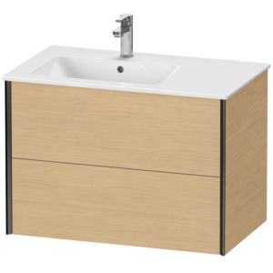 Duravit XViu meuble sous-vasque XV41580B230 81x48x56cm, 2 tiroirs, vasque à gauche, noir mat, Eiche natur