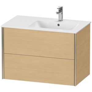 Duravit XViu meuble sous-vasque XV41590B130 81x48x56cm, 2 tiroirs, vasque à droite, champagne mat, Eiche natur