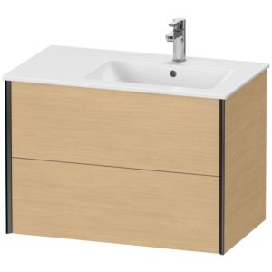 Duravit XViu Waschtisch-Unterschrank XV41590B230 81x48x56cm, 2 Schubkästen, Becken rechts, schwarz matt, Eiche natur