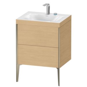 Duravit XViu Waschtisch-Unterschrank XV4709EB130C 60x48cm, 2 Auszüge, 2 Hahnlöcher, champagner matt, Rahmen C, Eiche natur