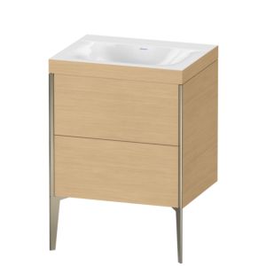 Duravit XViu Waschtisch-Unterschrank XV4709NB130C 60x48cm, 2 Auszüge, ohne Hahnloch, champagner matt, Rahmen C, Eiche natur