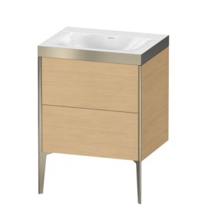 Duravit XViu Waschtisch-Unterschrank XV4709NB130P 60x48cm, 2 Auszüge, ohne Hahnloch, champagner matt, Rahmen P, Eiche natur