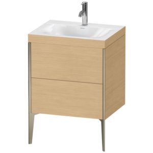 Duravit XViu Waschtisch-Unterschrank XV4709OB130C 60x48cm, 2 Auszüge, 1 Hahnloch, champagner matt, Rahmen C, Eiche natur