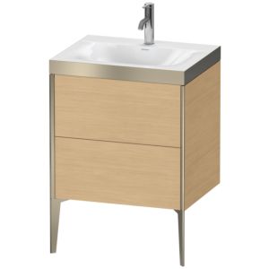Duravit XViu Waschtisch-Unterschrank XV4709OB130P 60x48cm, 2 Auszüge, 1 Hahnloch, champagner matt, Rahmen P, Eiche natur