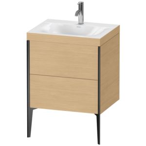 Duravit XViu Table de toilette XV4709OB230C 60x48cm, 2 2000 - out, match3 trou de coulée, noir mat, Cadres C, Eiche natur