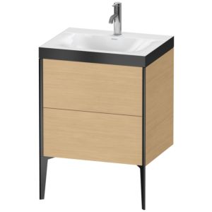 Duravit XViu Waschtisch-Unterschrank XV4709OB230P 60x48cm, 2 Auszüge, 1 Hahnloch, schwarz matt, Rahmen P, Eiche natur