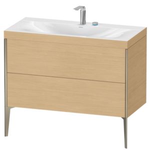 Duravit XViu Waschtisch-Unterschrank XV4711EB130C 100x48cm, 2 Auszüge, 2 Hahnlöcher, champagner matt, Rahmen C, Eiche natur