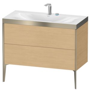 Duravit XViu Waschtisch-Unterschrank XV4711EB130P 100x48cm, 2 Auszüge, 2 Hahnlöcher, champagner matt, Rahmen P, Eiche natur