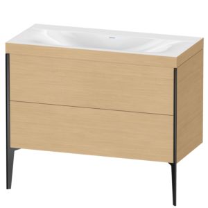 Duravit XViu meuble sous-vasque XV4711NB230C 100x48cm, 2 coulissants, sans trou pour robinet, noir mat, Cadres C, Eiche natur
