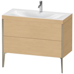 Duravit XViu Waschtisch-Unterschrank XV4711OB130C 100x48cm, 2 Auszüge, 1 Hahnloch, champagner matt, Rahmen C, Eiche natur